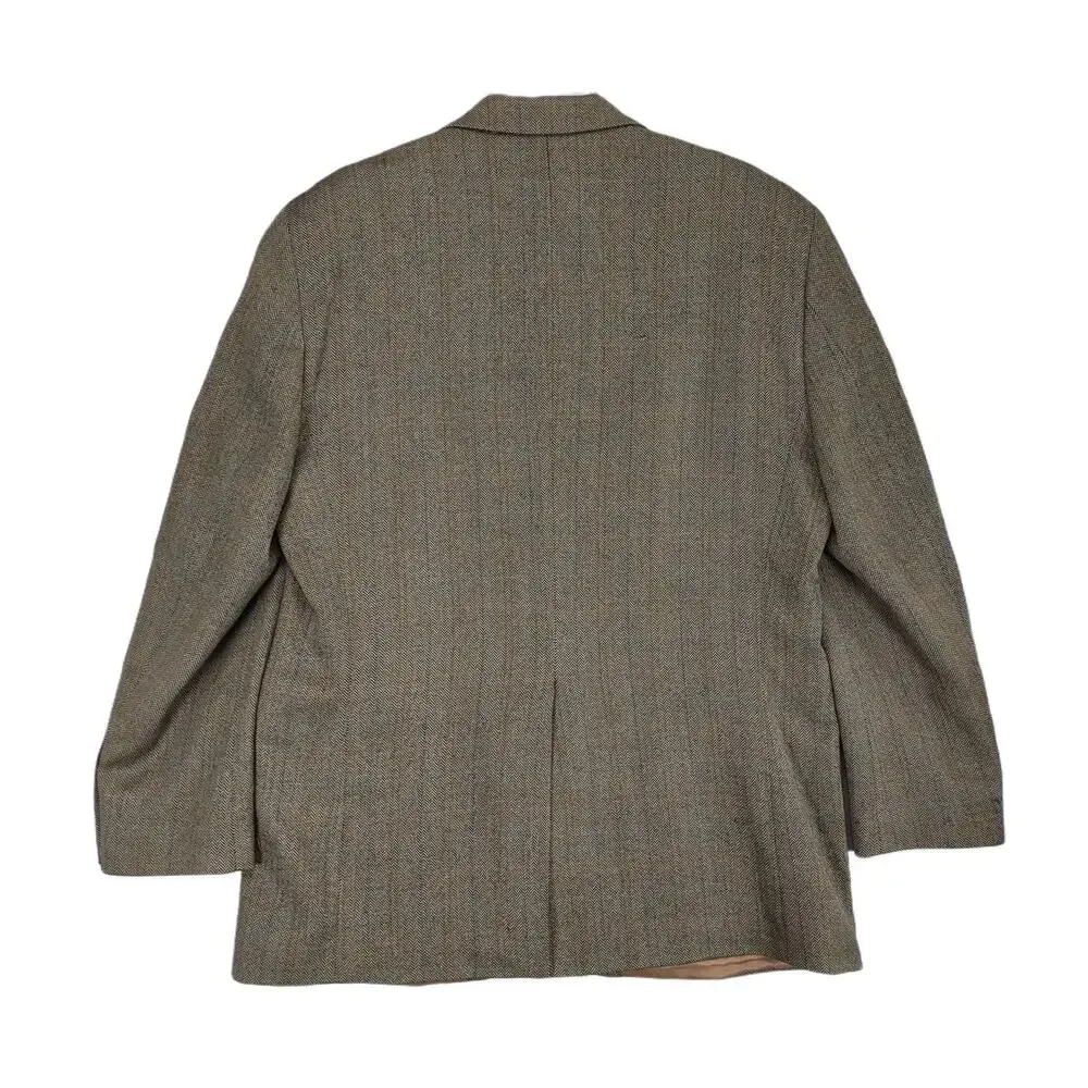 Vtg 90s Y2K IZOD Men's 44L 100% Wool Herringbone Tweed Sports Coat Blazer Jacket